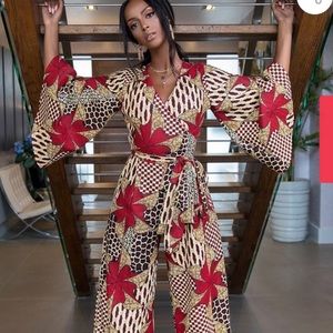 Grass Fields African Print Derna Jumpsuit